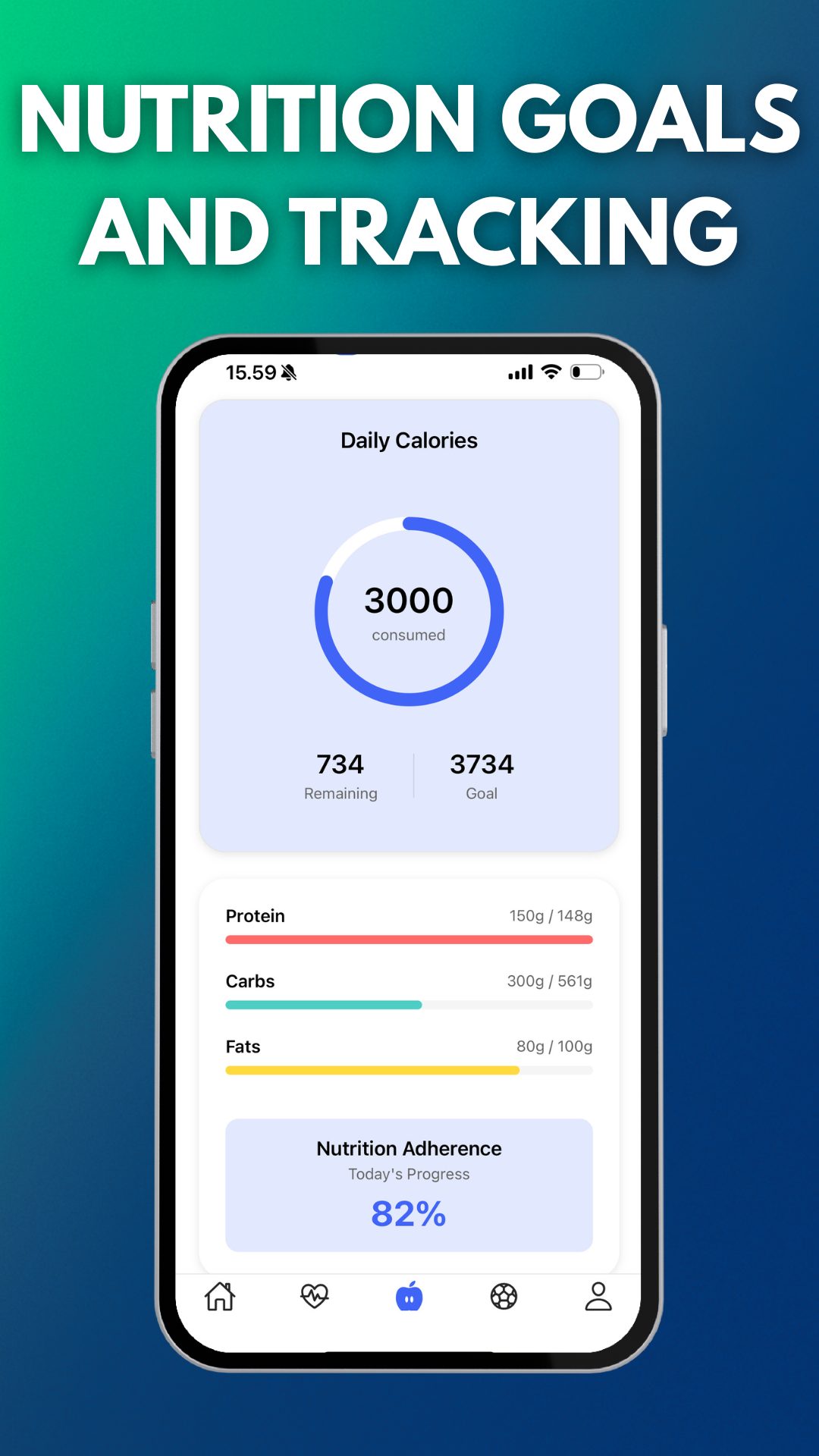 BallerAI nutrition screen showing daily food and macro progress