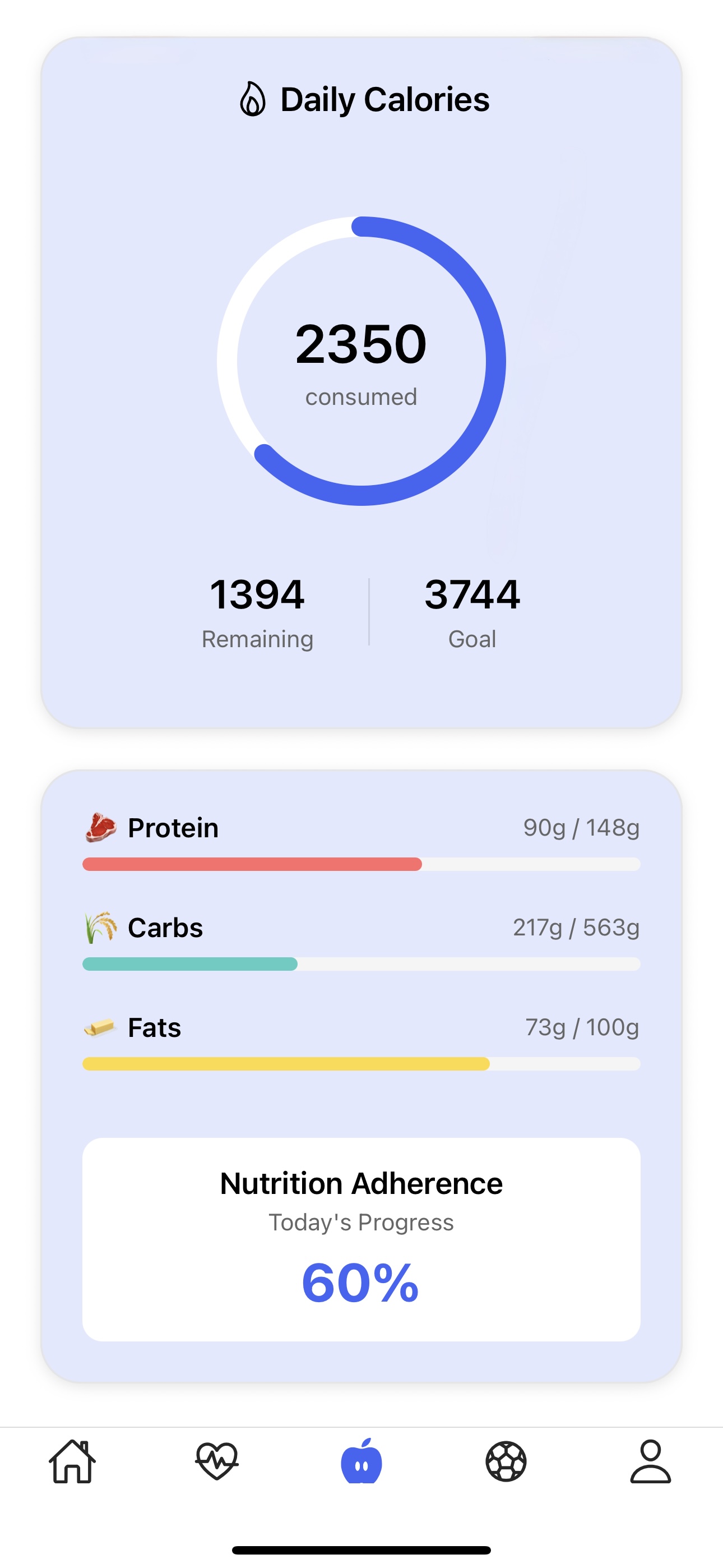 BallerAI daily calories and macro targets screen
